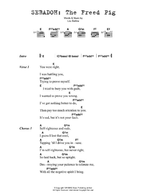 Sebadoh - The Freed Pig (Guitar Chords/Lyrics) Digital Sheet Music