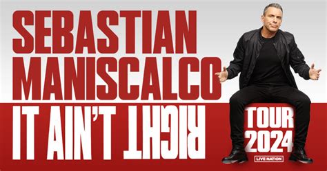 Sebastian maniscalco tour. Comedian Sebastian Maniscalco has unveiled the dates for his ‘It Ain't Right' tour, his touring run for 2024 which kicks off at Norfolk Scope Arena in Norfolk, VA on July 11 and will be the ... 
