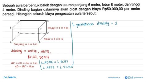 Sebuah Aula Berbentuk Balok Dengan Ukuran Panjang 8 Meter, …