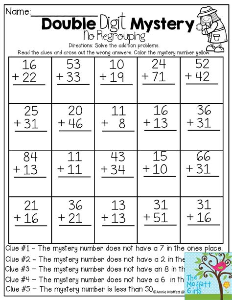 Second Grade Double Digit Addition Worksheets