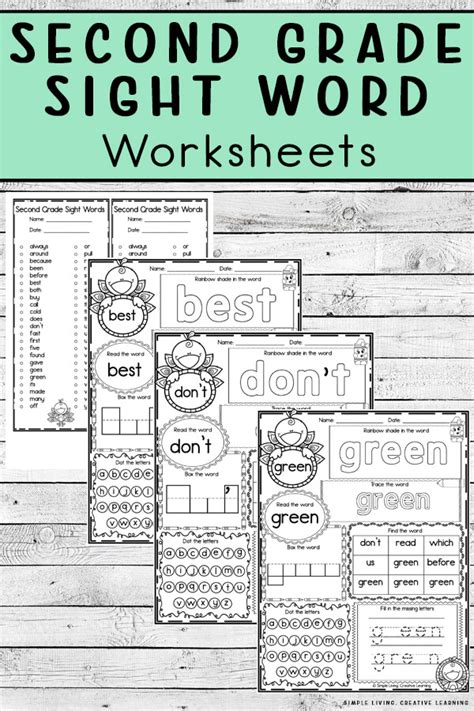 Second Grade Sight Word Worksheets Simple Living. Creative Learning
