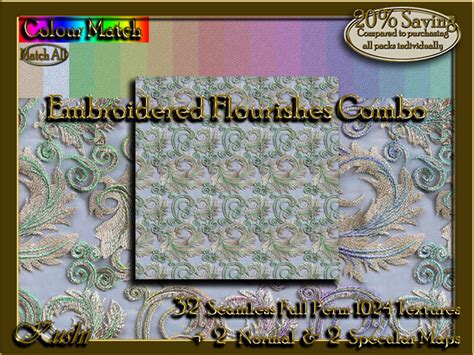 Second Life Marketplace - Embroidered Flourishes Combo Textures