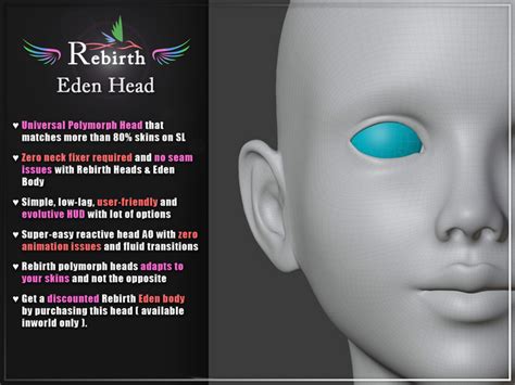 Second Life Marketplace - REBIRTH Mesh Head ~ Eden