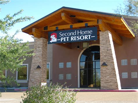 Second home pet resort. Pet room service is delivered each morning and during the late afternoon/early evening hours. If your pet is accustomed to a mid-day meal, we will gladly serve her a third meal around noon for an additional $2.50 per day. Second Home Pet Resort is a mountainside, all-suite resort for dogs and cats that is the first of its kind in Arizona. 