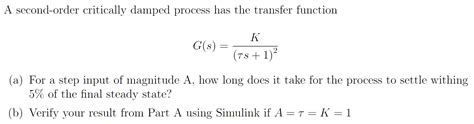 Second order transfer function simulink.  Second-Order Critically Damped Process ...