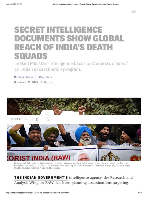 Secret Intelligence Documents Show Global Reach of India's Death Squads