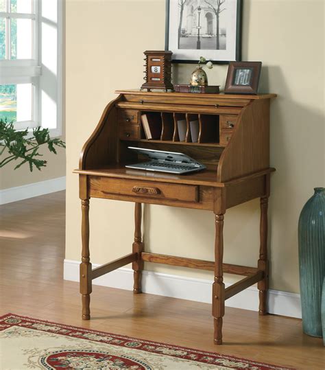 Oak furniture is known for exuding warmth in any room, and this simple secretary desk creates an inviting spot to sit and work. Choose from oak, cherry, brown maple and soft maple for this Amish made desk. Only the finest materials are used for the construction of our Amish furniture. Call us today with any questions, at 941-867-2233. . 