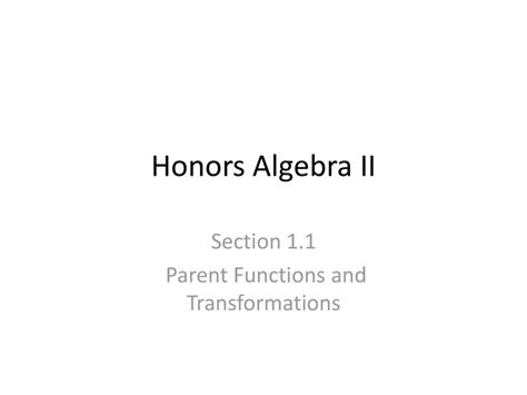 Section 1.1 Parent Functions & Transformations YouTube