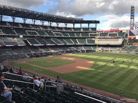 Go right to section 40 ». Section 41 is tagged with: along the 3rd base line behind the netting. Seats here are tagged with: club seat has extra leg room is on the aisle. nfalcone. Truist Park. Atlanta Braves vs Colorado Rockies. 41.. 