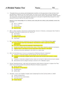 Section 3 A Nation Divided Answer Key