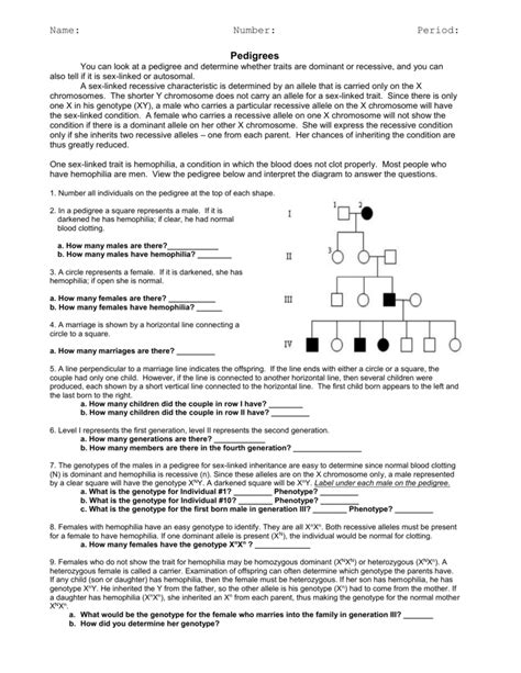 Section 4 human genetics and pedigrees study guide b. - Fox 32 float ewo 29 manual.
