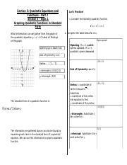 Section 5 quadratic equations and functions part 2 answers. .  A measure o...
