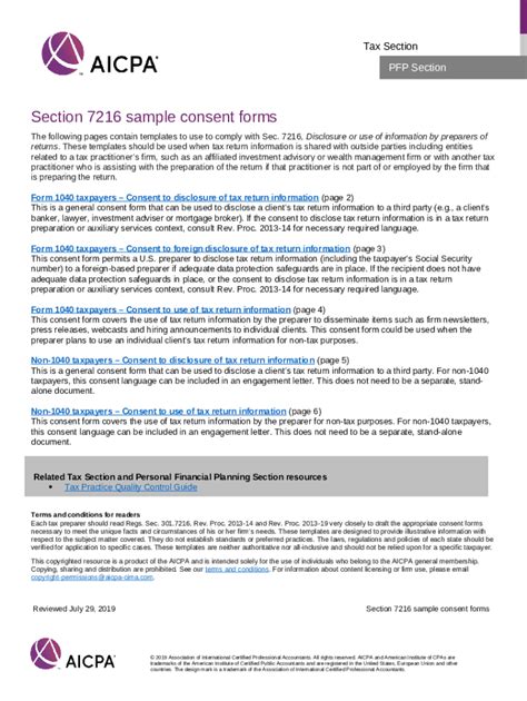 Section 7216 Sample Consent Forms Consent Form