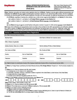 Section A.1.: Substitute W-9 Form (Offeror Registration)