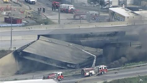 Section of heavily traveled I-95 collapses in Philadelphia after tanker truck catches fire