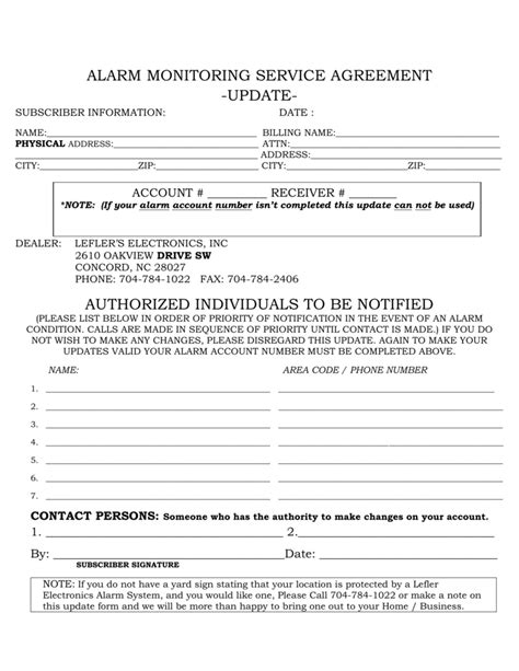 Security Alarm Monitoring Contract Template