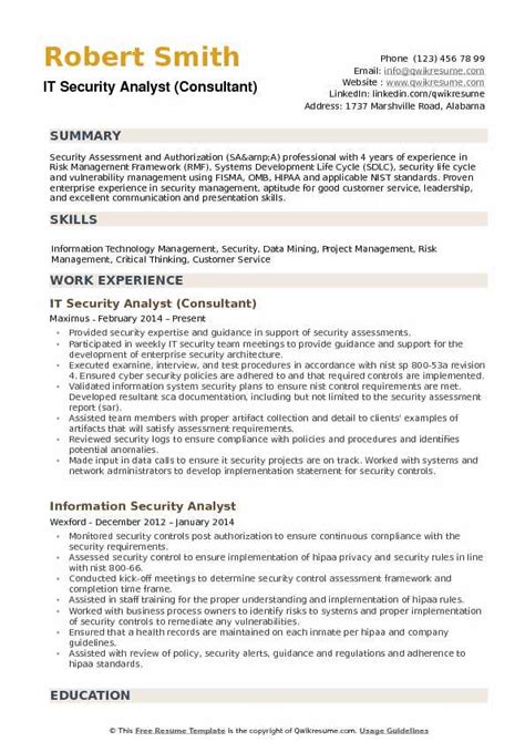 Security Analyst Resume Samples QwikResume