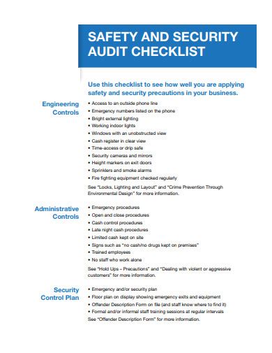 Security Audit Checklist Template