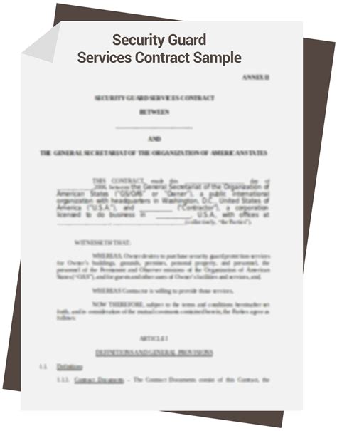 Security Contract Forms Security Guards Companies