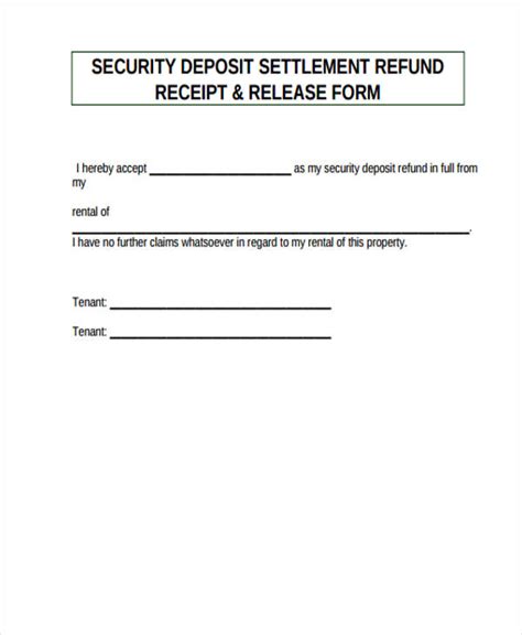 Security Deposit Refund Receipt Template