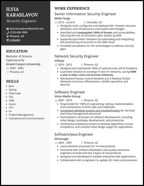 Security Engineer Resume Example + Helpful Tips