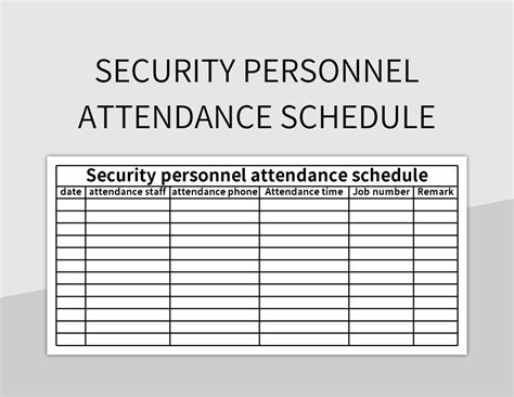 Security Guard Attendance Register Employee Sheet In Excel With Formula Download Format