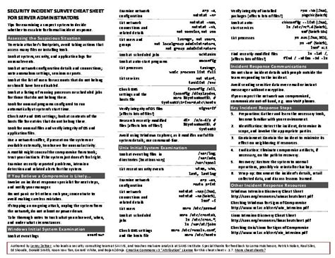 Security Incident Survey Cheat Sheet for Server Administrators