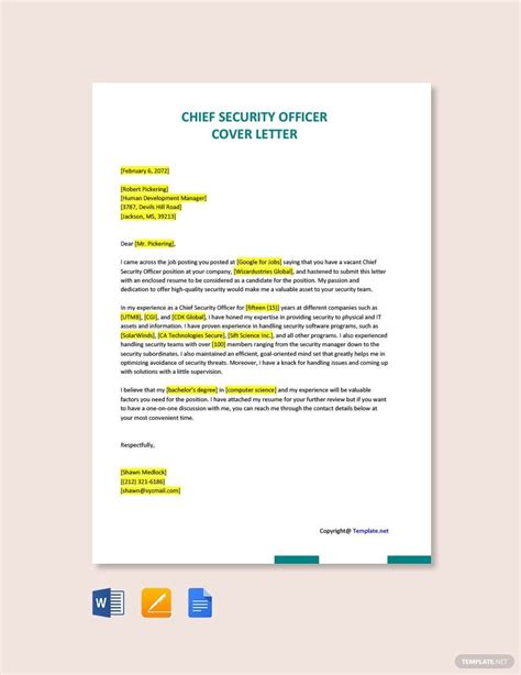 Security Officer Cover Letter Template