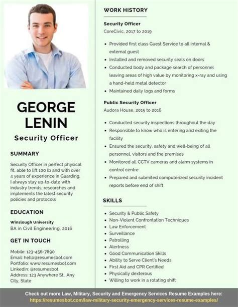 Security Officer Resume Layout Format in Word Free Download