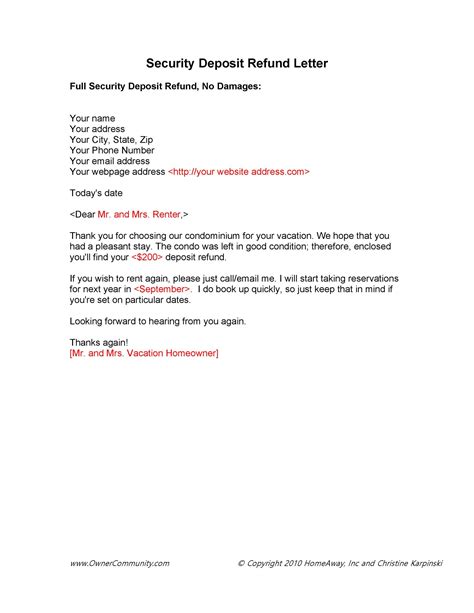 Security deposit return letter. Things To Know About Security deposit return letter. 