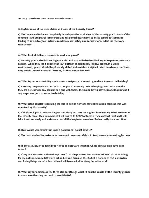 Security guard interview questions and answers pdf