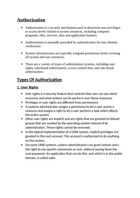 Security in computing Authorization Cheat Sheet Computer Security