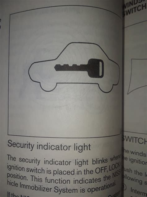 Security indicator light nissan. Security indicator light. This light blinks when the ignition switch is placed in the OFF, LOCK or ACC (if so equipped) position. The blinking security indicator light indicates that the security systems equipped on the vehicle are operational. For additional information, refer to “Security systems” in this section. Slip indicator ligh 