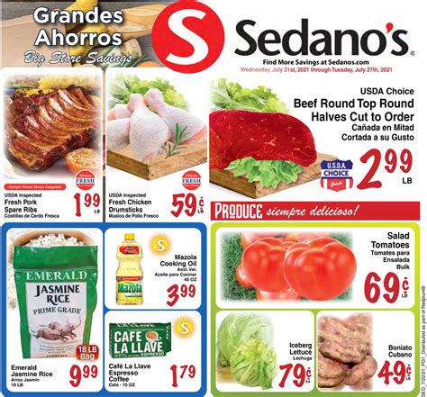 ⭐ Browse this week's Sedano's Weekly Ad. See Sedano's weekly deals and digital coupons. Also you can browse next week's Sedano's Ad preview. You can see the latest Ads of your favorite stores on your favorites page.>>> Sedano's Weekly Ads & store information. Sedano's Weekly Ad . choose page numbers to continue