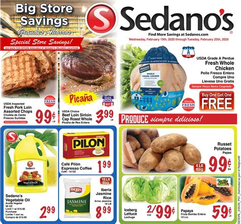 Sedano's Supermarkets - We Shop For You. Free Pick Up | Same Day Delivery My Favorites EN ES Shop Weekly Flyer Recipes Stores About Us Produce Meat Deli Dairy & Eggs Bakery Beverages Beer & wine Pantry Frozen Canned foods Dry Goods & Pasta Snacks Personal Care Household Babies Pets Weekly Deals Best Sellers Shop our Recipes . 