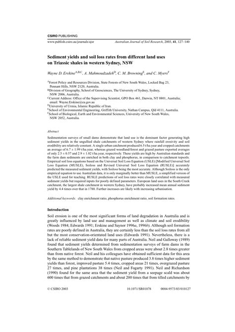 Sediment yields and soil loss rates from different land uses on ...