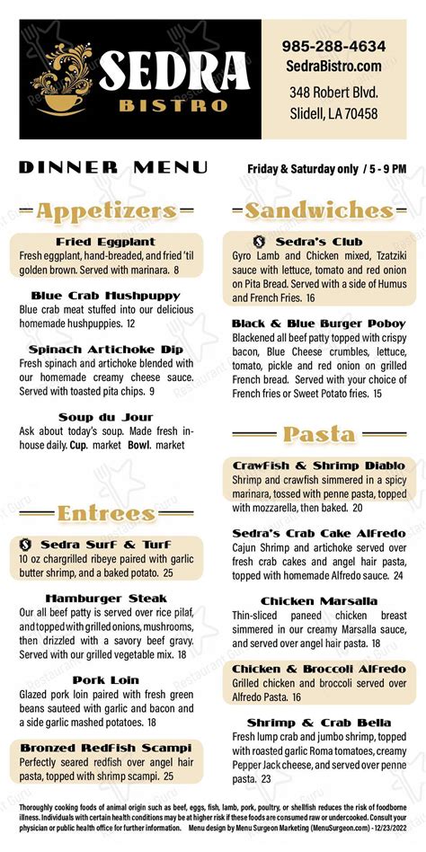 Sedra bistro menu. New our appetizer: 