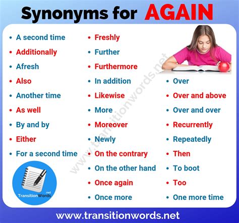 See again: Synonyms in English - Interglot