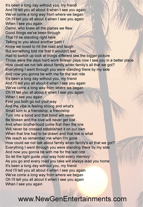 See you again lyrics. Things To Know About See you again lyrics. 