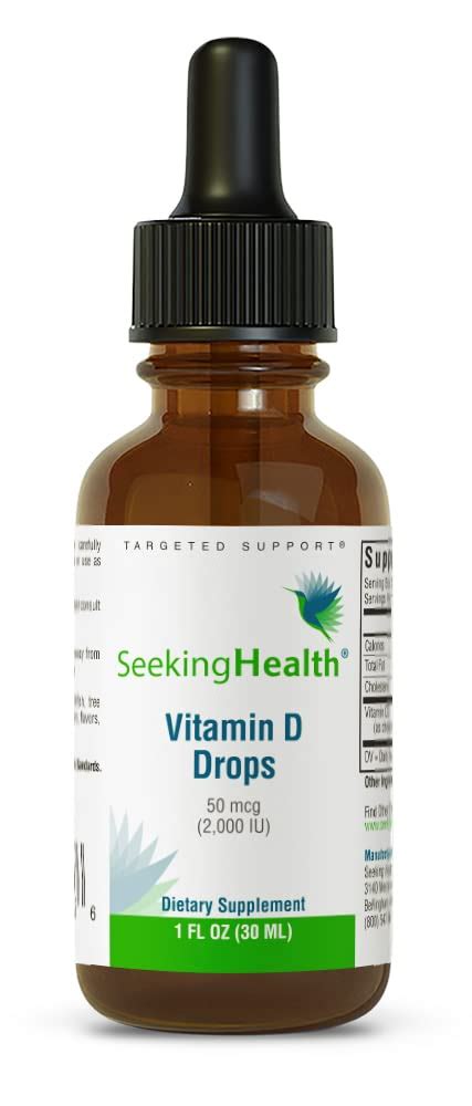 Seeking Health Vitamin D Drops, 2000 IU Liquid Vitamin D3 (as ...