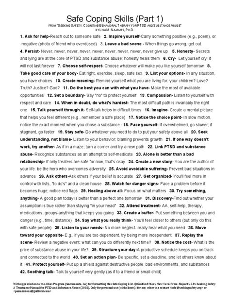 Seeking safety safe coping skills pdf