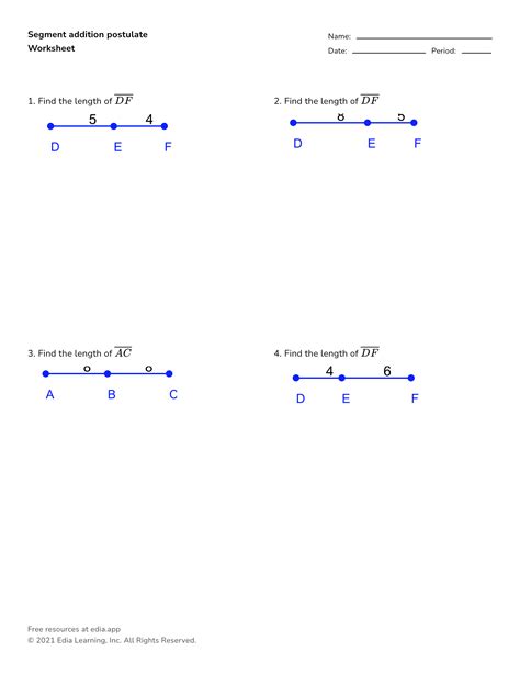 Segment Addition Postulate Worksheet Answer Key
