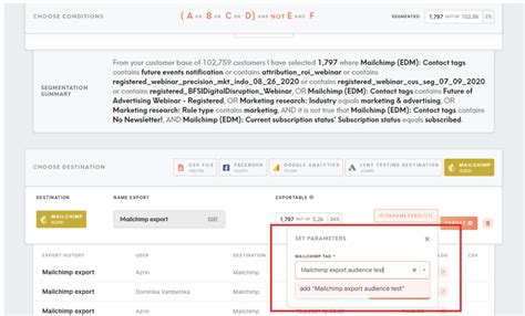 Segment export Mailchimp Meiro Docs