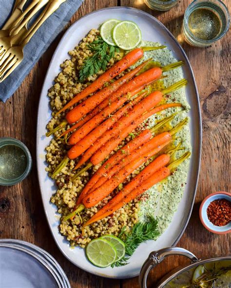 Seiran on Instagram: "Date Glazed Carrots Over Green Tahini …