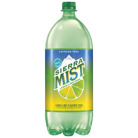 Seirra mist. Total Carbohydrate 26 g 11%. Sugars 26 g 37%. Added Sugars 26 g 108%. Protein 0 g 0%. Carbonated Water, High Fructose Corn Syrup and/or Sugar, Citric Acid, Natural Flavors, Potassium Benzoate (Preserves Freshness), Potassium Citrate, Ascorbic Acid and Calcium Disodium EDTA (to Protect Flavor). 