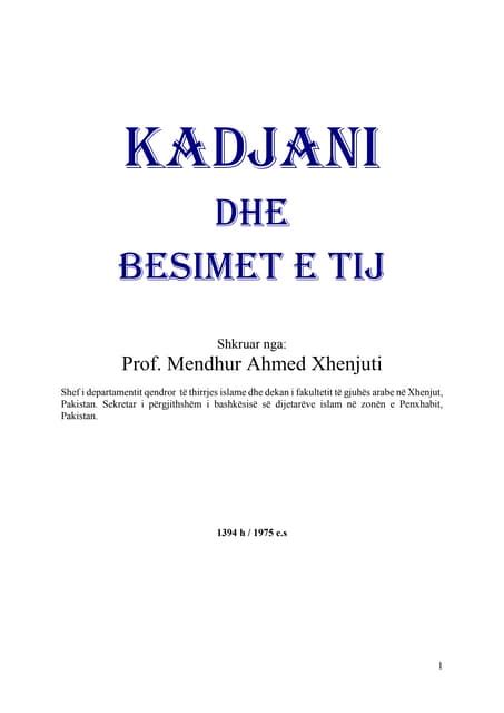 Sekti Kadjani Ahmedi Dhe Besimet i Tij PDF - Scribd