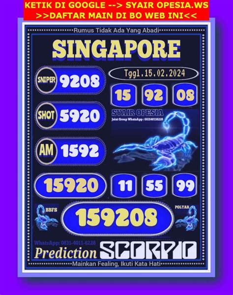 Selain di pasaran sidney hongkong dan singapore. Syair sgp 18 desember.