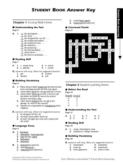 Select Readings Per Intermediate Answer Key Pdf