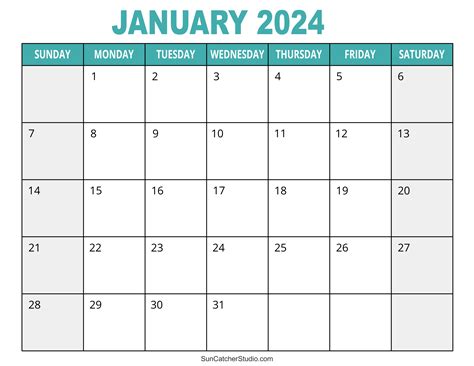 Select a layout for your January 2024 Calendar