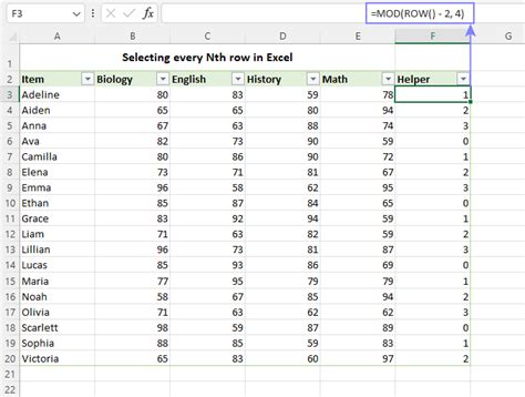 Select every nth row in excel.  Is it possible to do a select statement that takes only ...